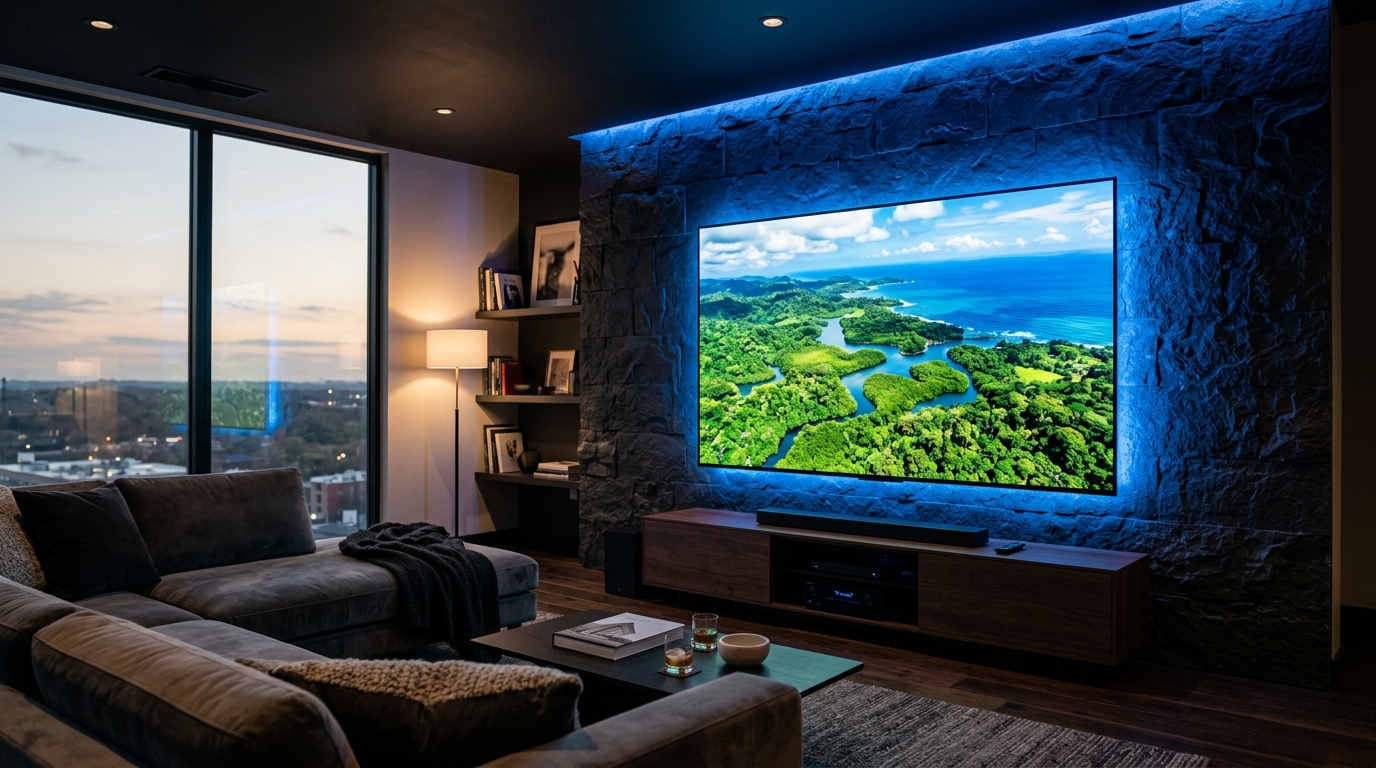 Premium OLED TV in modern home theater setup